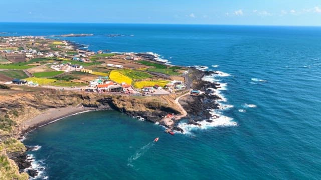 Coastal village with ocean view