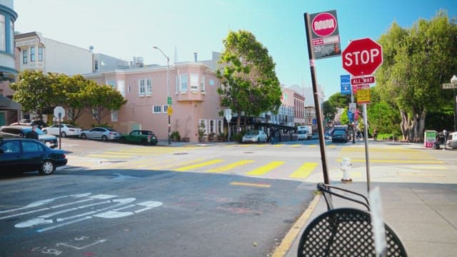 Sunny Intersection in a Busy Urban Area