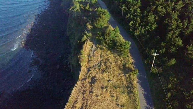 Winding road with coastal cliffs and seascapes