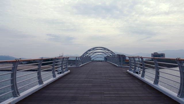 Modern Pedestrian Bridge Over the Sea