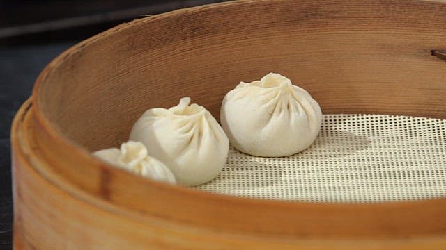 Steamed Dumplings in a Bamboo Steamer