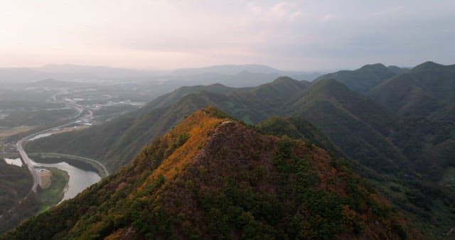 View of Lush Mountains in the Beginning of Fall