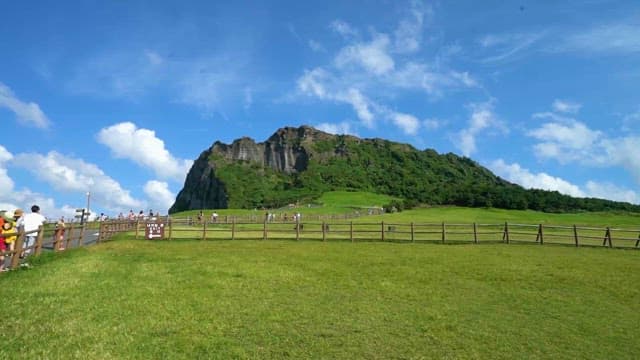 Scenic Open Field With Majestic Mountain