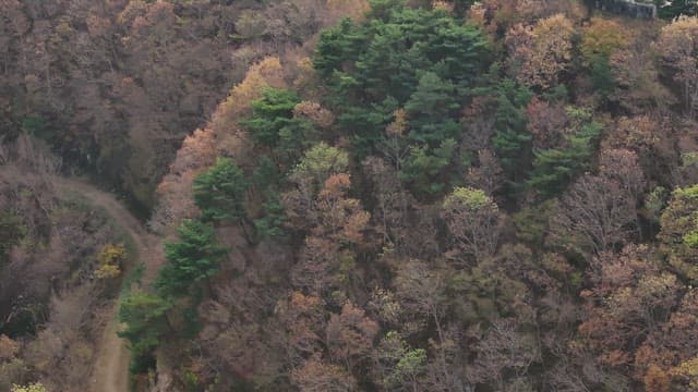 Sky Bridge Hanging Between Autumn Mountains