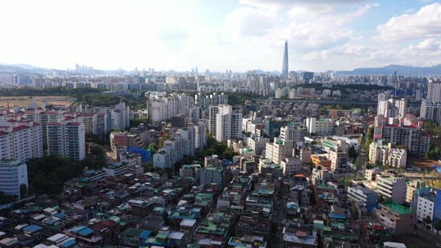 Urabn view with high rise buildings and residential complexes