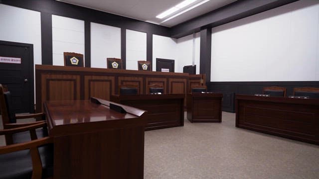 Empty Courtroom with a Quiet and Solemn Atmosphere