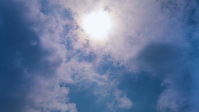 Bright sun shining through clouds