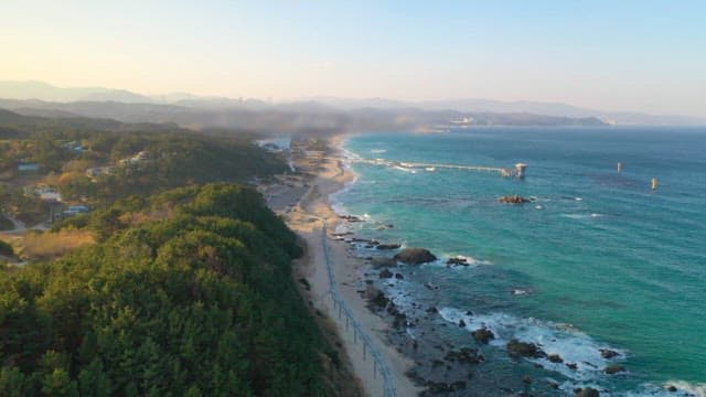 Coastal Town Seen from Above with Clear Waters