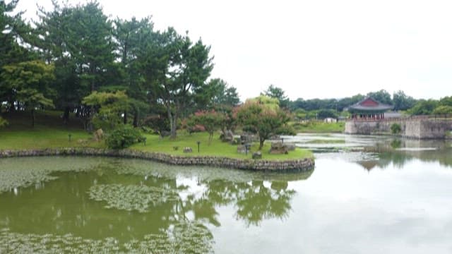 Tranquil Traditional Korean Garden and Pond