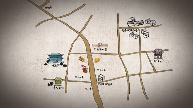 Illustrated Map of a Traditional Korean Village