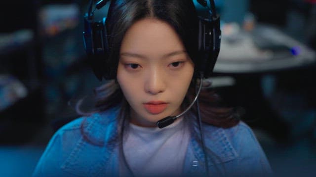 Concentrated gamer wearing a headset