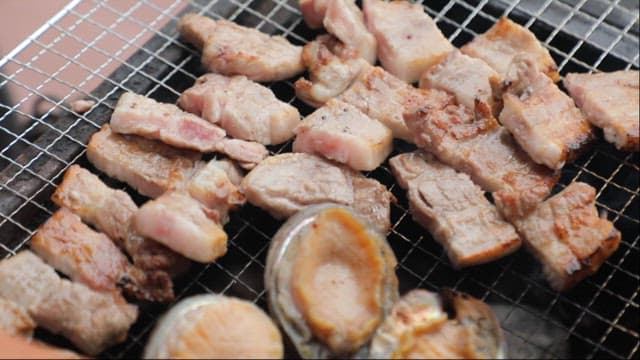 Grilled meats and abalone