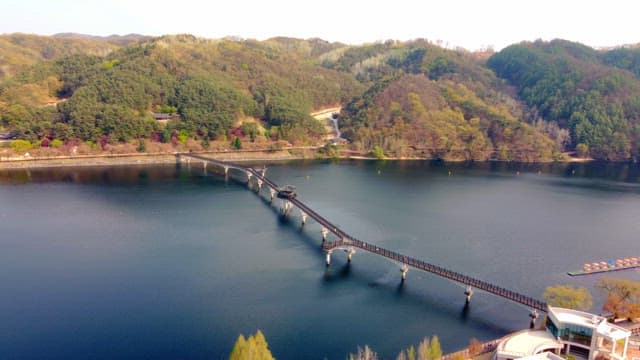 Scenic bridge over a tranquil river