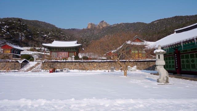 Snow-covered Korean Traditional Temple