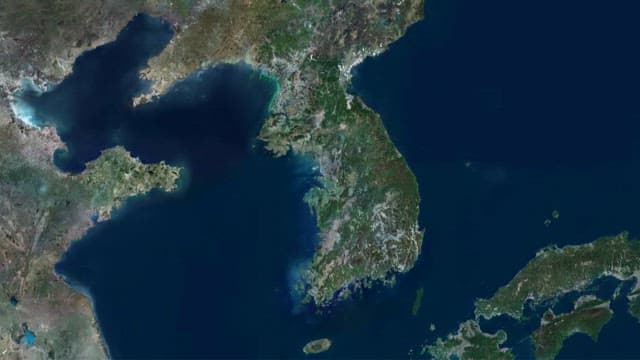 Satellite view of a scenic peninsula