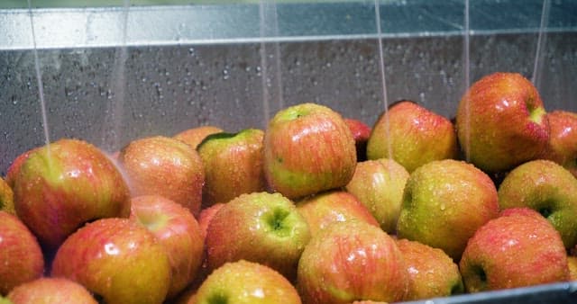 Fresh Apples Under Running Water