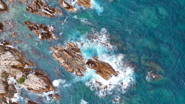 Rocky coastline with waves crashing