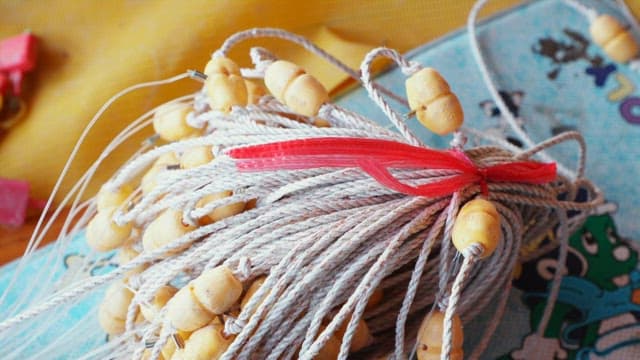 Fishing nets with colorful floats