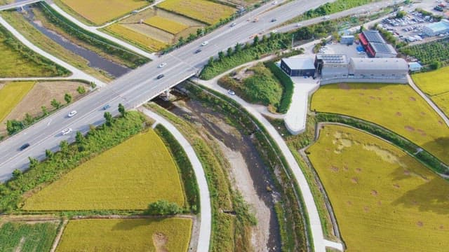 View of a highway over farmland