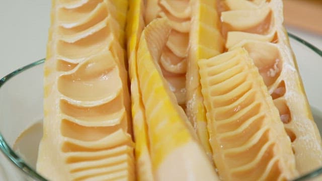 Fresh bamboo shoots in a glass bowl