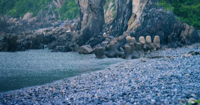 Rocky Coastal Landscape with Lush Greenery