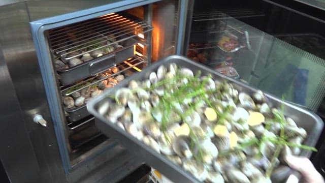 Clams and abalone to cook in the oven