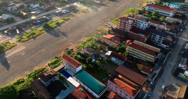 Aerial View of a Tranquil Morning of a Town