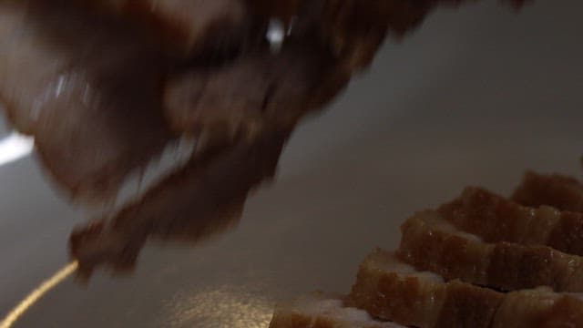 Appetizingly cooked boiled pork plated