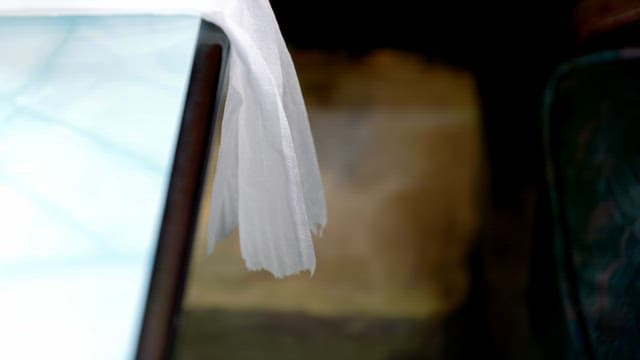 Toilet paper fluttering in the wind