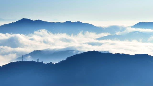 Mountains covered in clouds