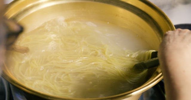 Noodles Boiled in a Large Pot