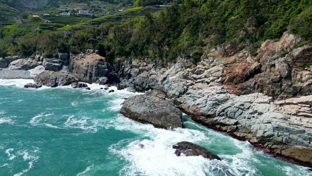 View of the Sea Beneath the Terrain Rice Terraces