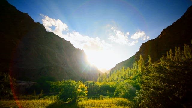 Sun over the mountains