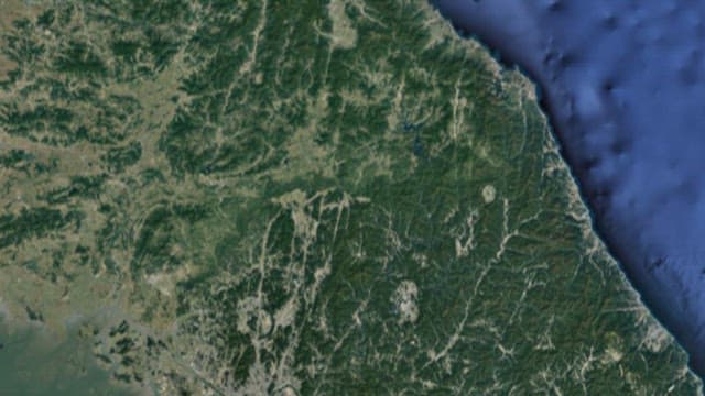 Animation showing the area of ​​the Korean Peninsula