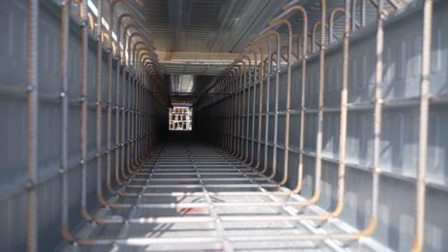 Inside a metal framework tunnel