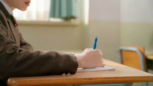 Student in classroom concentrating on class