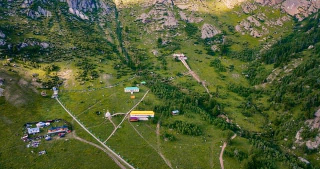 Mountain landscape with a temple