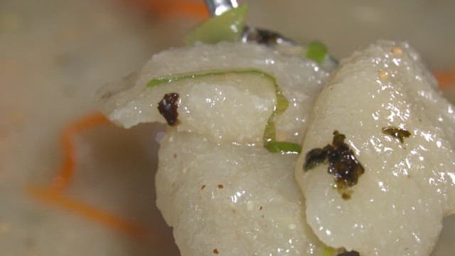 Spoon of Potato Ball Soup, the Korean Local Dish