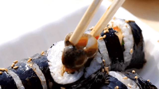 Sea cucumber on kimbap