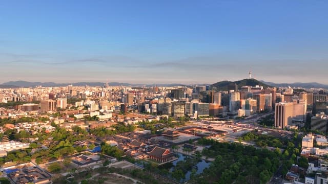 Vibrant cityscape with traditional palaces