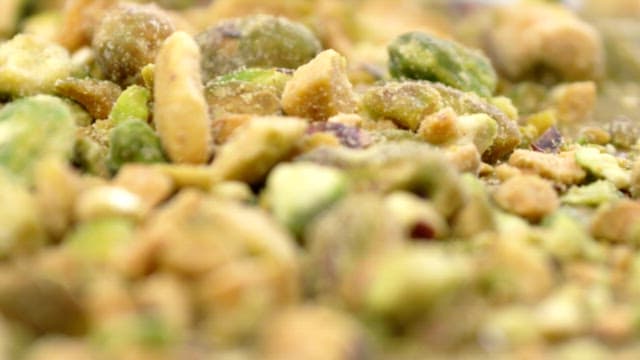 Detailed texture of crushed pistachios