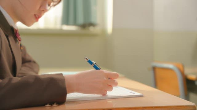 Student in classroom concentrating on class