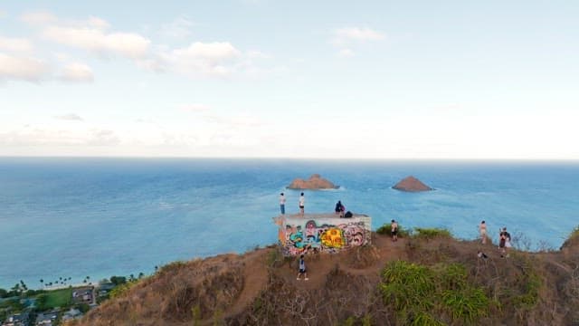 Hilltop View of Coastal Town