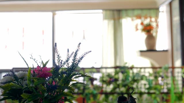 Indoor space with decorative flowers