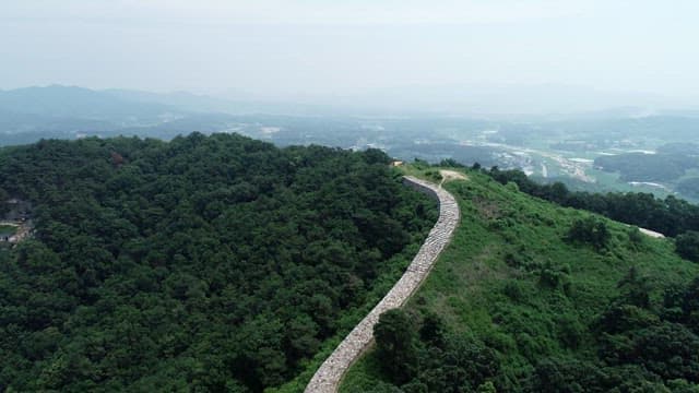 Lush mountain scenery with a view of the village