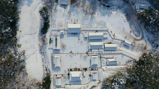 View of a snow-covered traditional village in winter