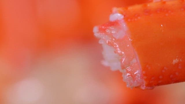 Close-up of fresh and red crab meat