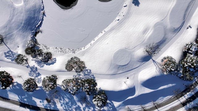 Snowy Landscape with Ice Holes