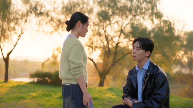 Couple arguing in the park