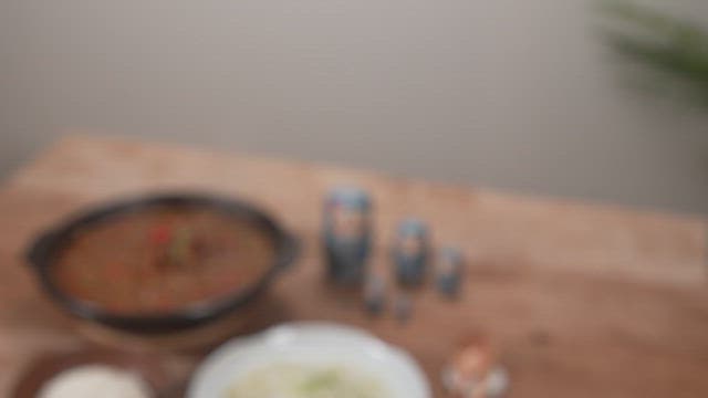 Kitchen table with a neat korean traditonal meal